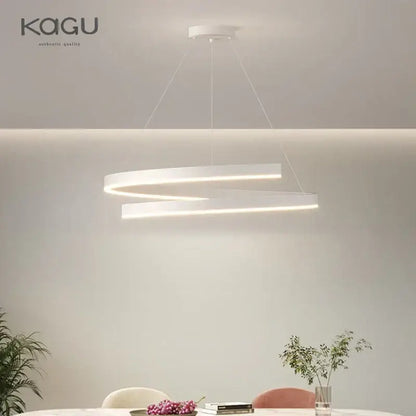 Modern black & white spiral chandelier living room pendant light
