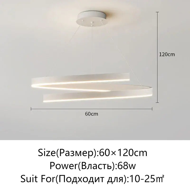Modern black & white spiral chandelier living room pendant light