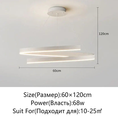 Modern black & white spiral chandelier living room pendant light