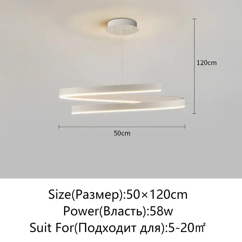 Modern black & white spiral chandelier living room pendant light