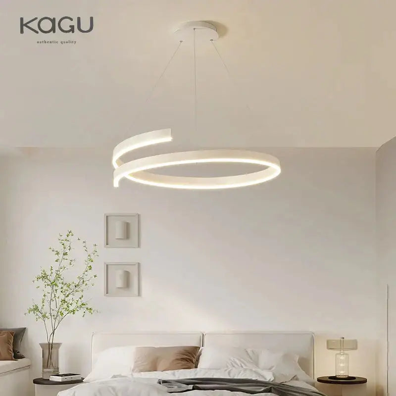 Modern black & white spiral chandelier living room pendant light