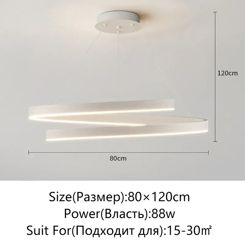 Modern black & white spiral chandelier living room pendant light