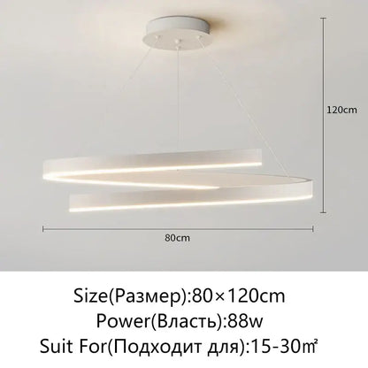 Modern black & white spiral chandelier living room pendant light