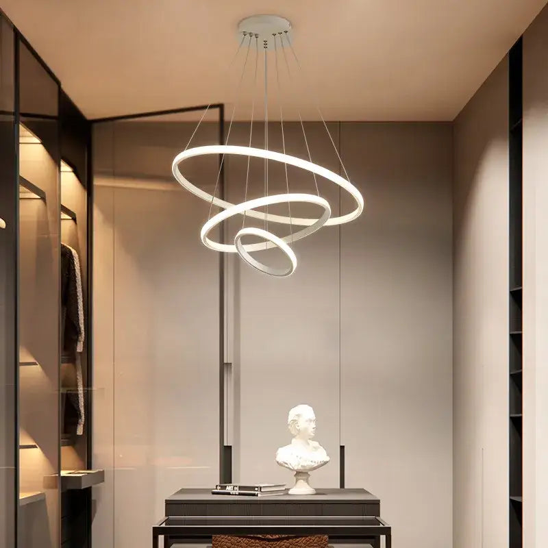 Modern black & white spiral led pendant chandelier for living room