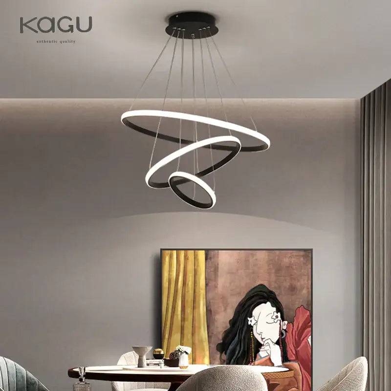 Modern black & white spiral led pendant chandelier for living room