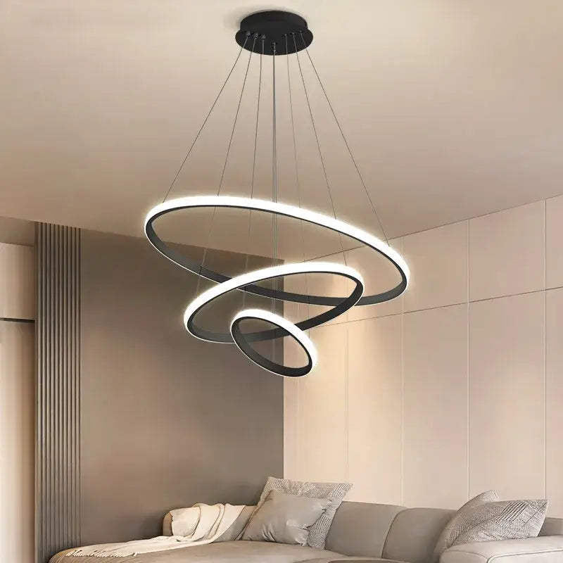 Modern black & white spiral led pendant chandelier for living room
