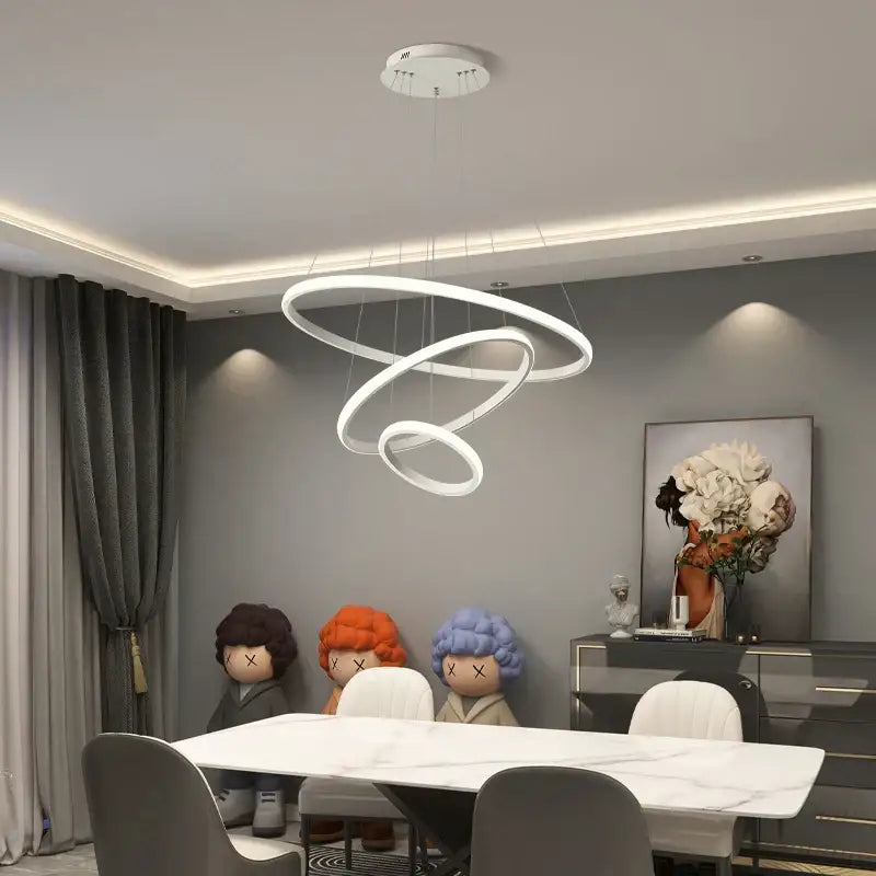 Modern black & white spiral led pendant chandelier for living room