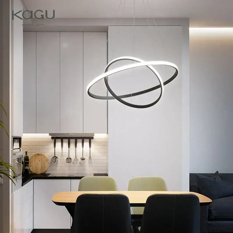 Modern black & white spiral led pendant chandelier for living room