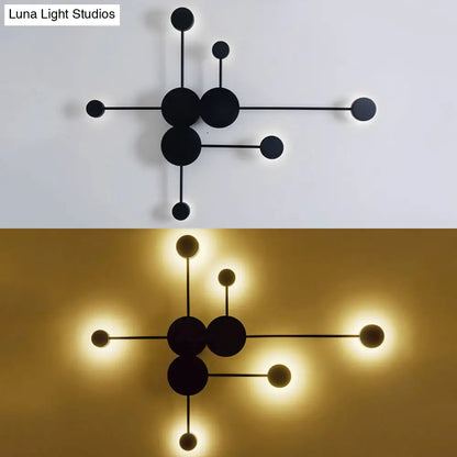 DecorBites™ Modern Black/White Sputnik LED Wall Sconce Light Fixture with Acrylic Lamp Shades - 2/3/6 Lights in Warm/White