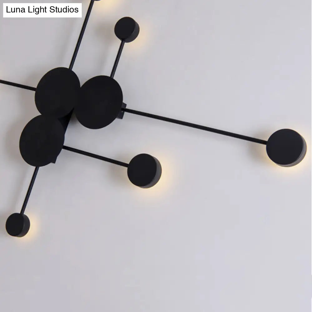 DecorBites™ Modern Black/White Sputnik LED Wall Sconce Light Fixture with Acrylic Lamp Shades - 2/3/6 Lights in Warm/White