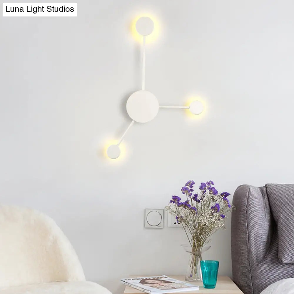 DecorBites™ Modern Black/White Sputnik LED Wall Sconce Light Fixture with Acrylic Lamp Shades - 2/3/6 Lights in Warm/White