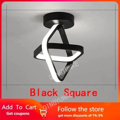 Modern black & white square led ceiling lamp for corridors