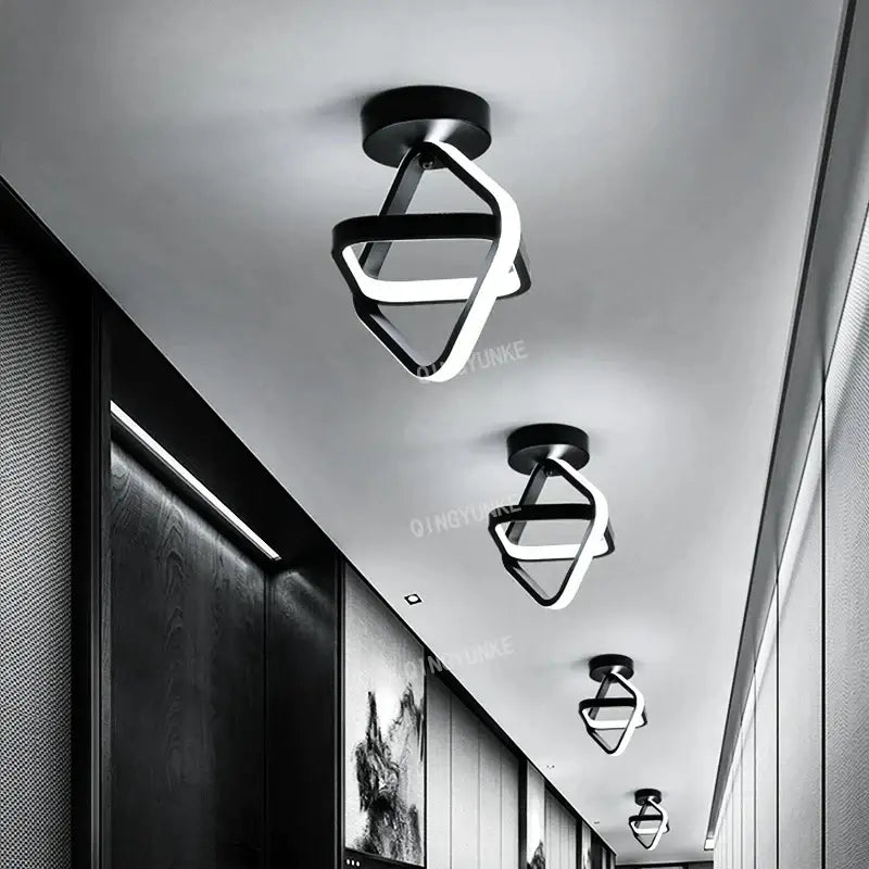 Modern black & white square led ceiling lamp for corridors