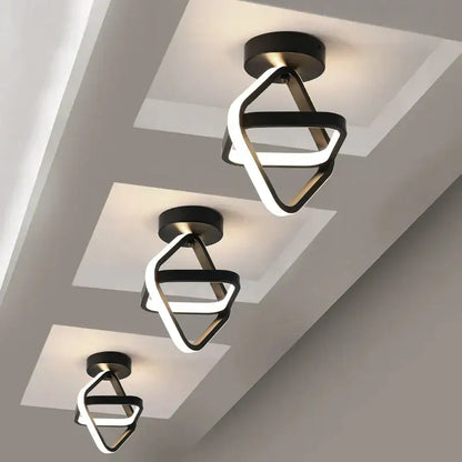 Modern black & white square led ceiling lamp for corridors