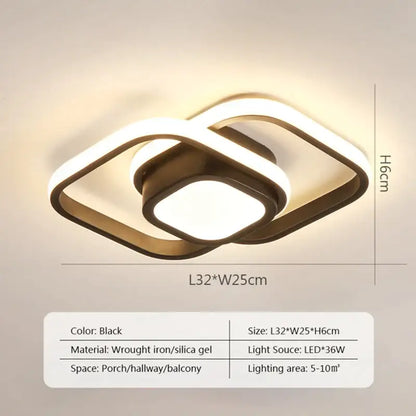 Modern black & white square led ceiling lamp for corridors