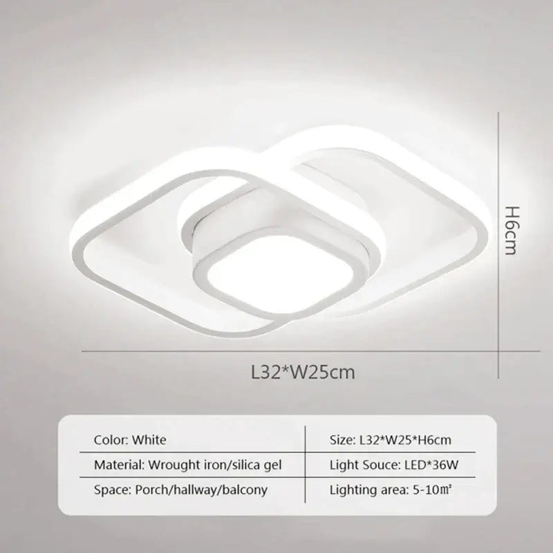 Modern black & white square led ceiling lamp for corridors