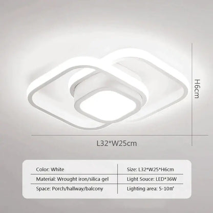 Modern black & white square led ceiling lamp for corridors