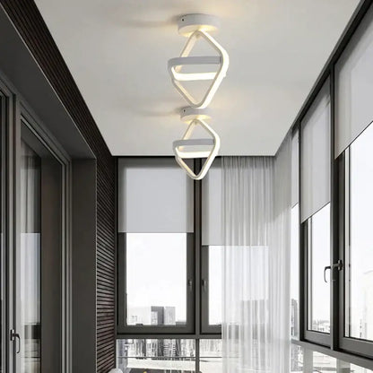 Modern black & white square led ceiling lamp for corridors