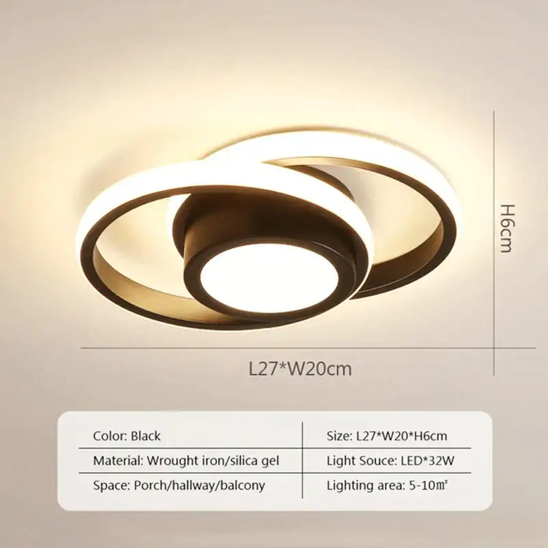 Modern black & white square led ceiling lamp for corridors