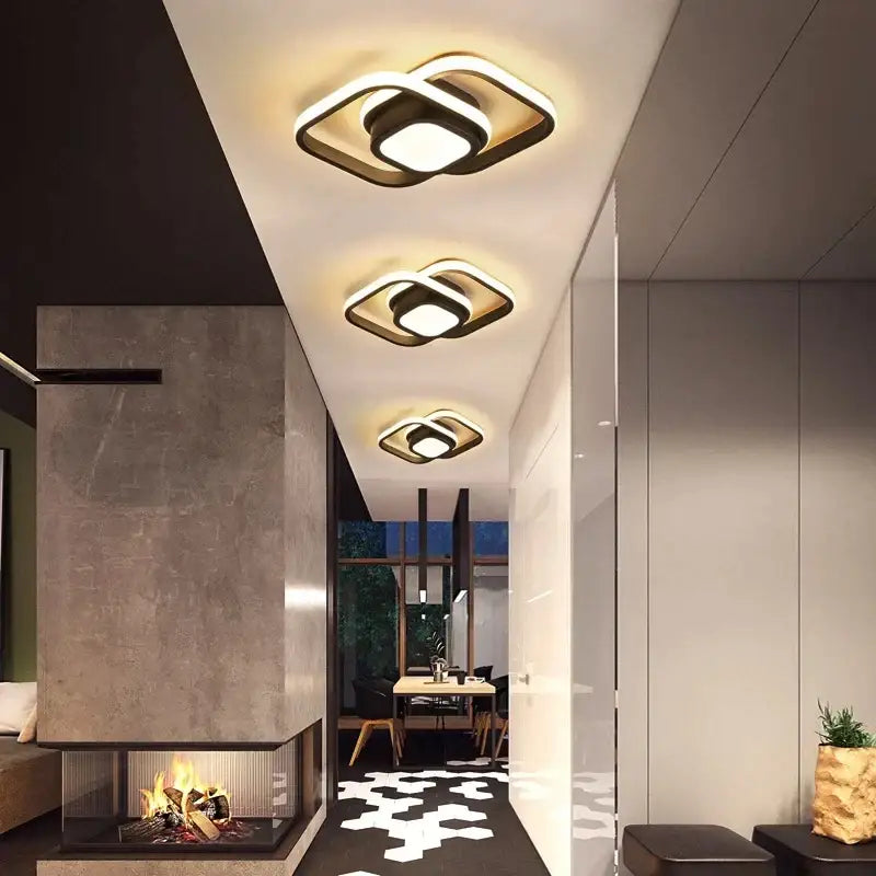 Modern black & white square led ceiling lamp for corridors