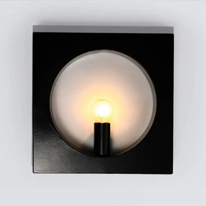 Modern black & white square wall lamp bedroom glass globe fixture