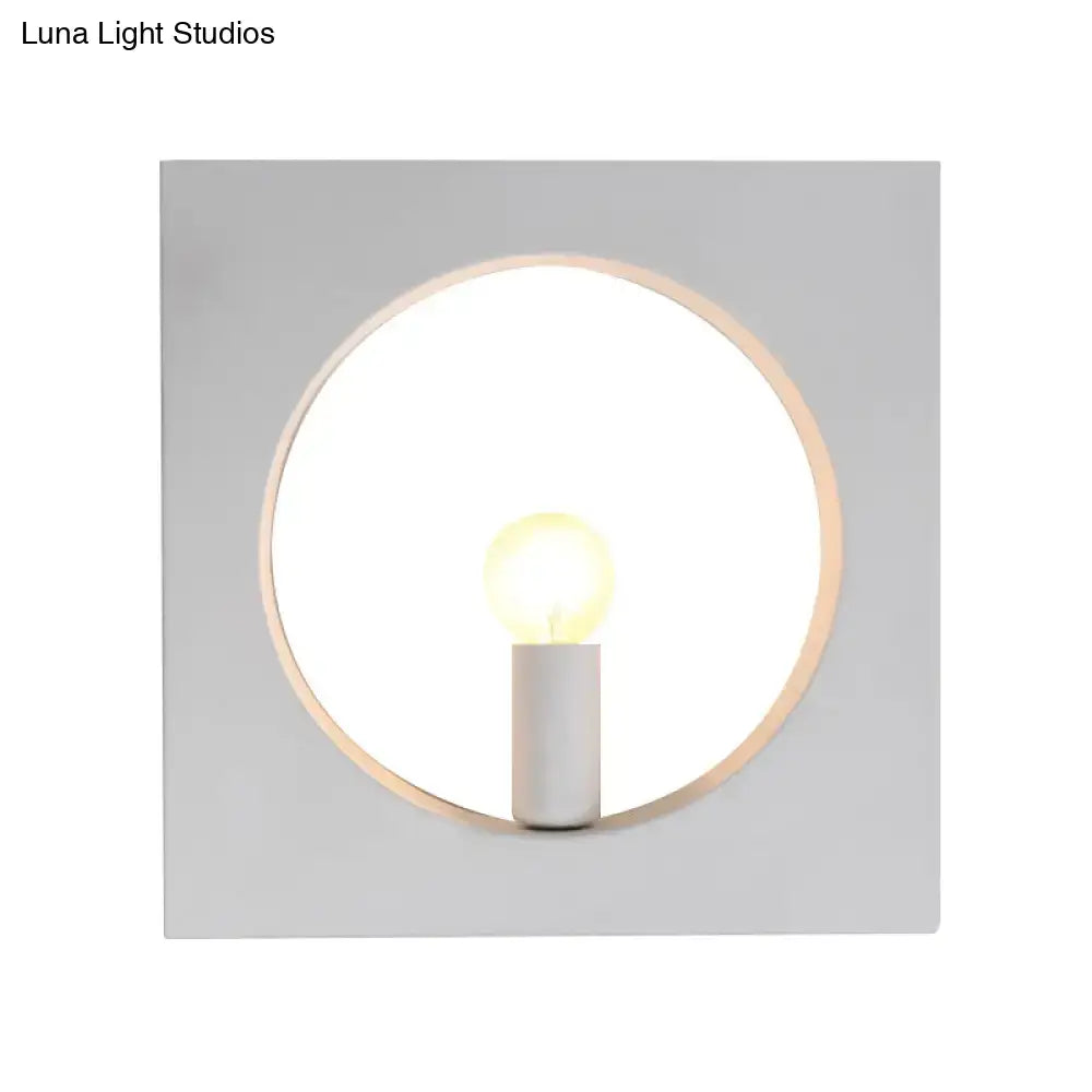 Modern black & white square wall lamp bedroom glass globe fixture