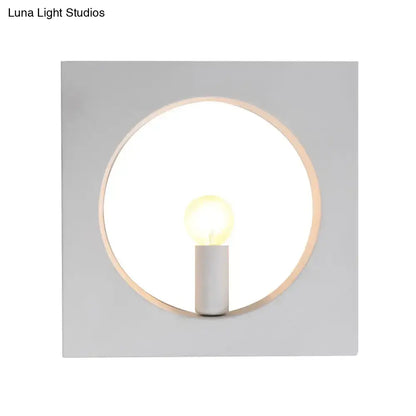 Modern black & white square wall lamp bedroom glass globe fixture