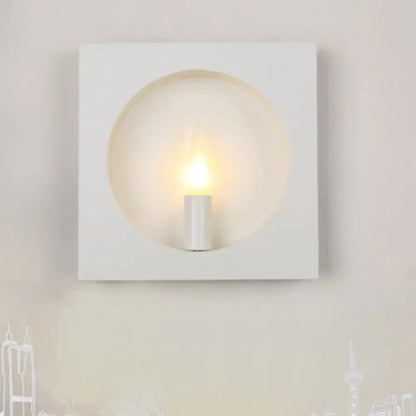 Modern black & white square wall lamp bedroom glass globe fixture