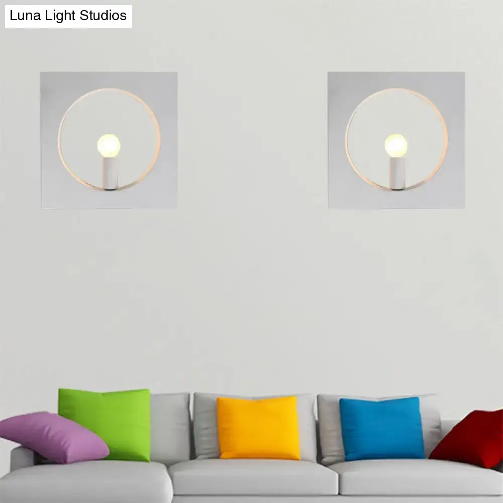 Modern black & white square wall lamp bedroom glass globe fixture