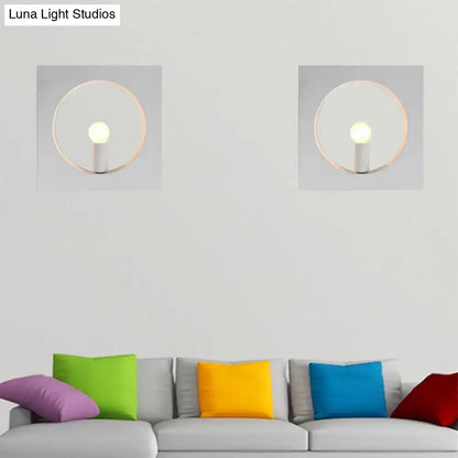 Modern black & white square wall lamp bedroom glass globe fixture