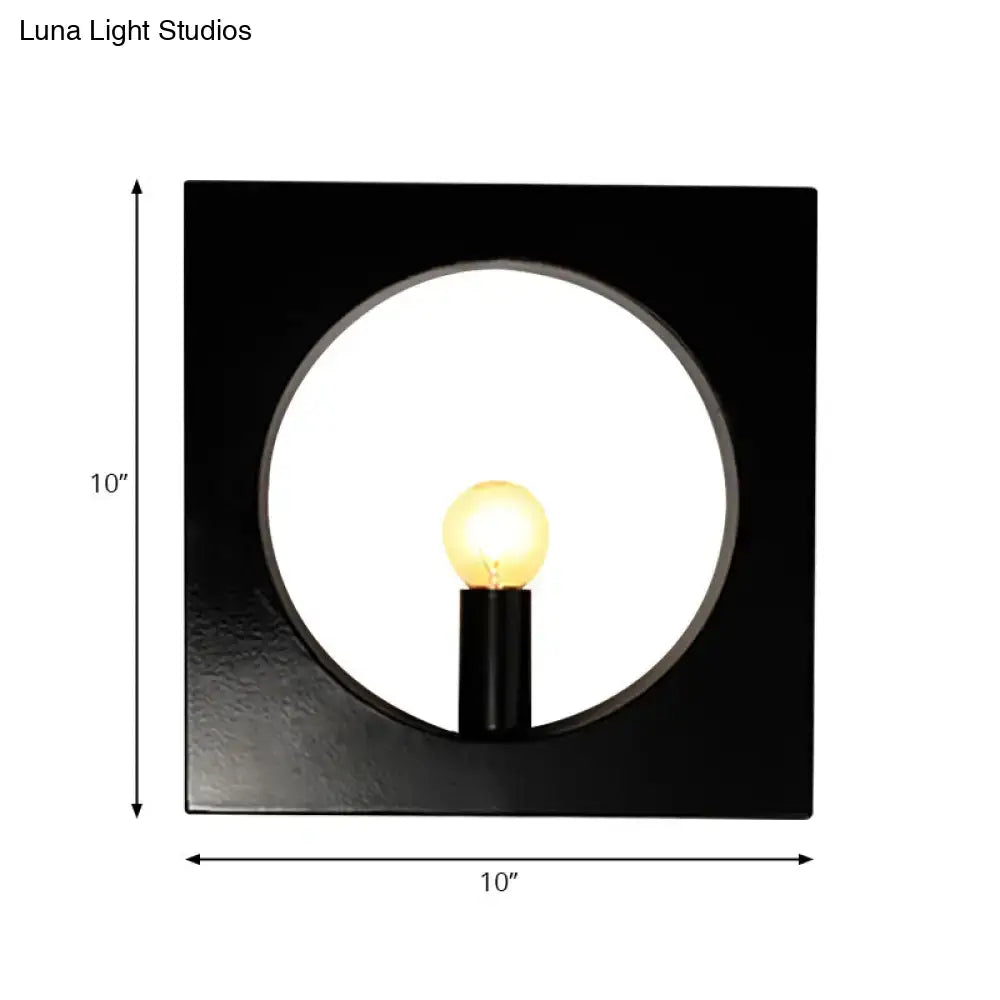 Modern black & white square wall lamp bedroom glass globe fixture