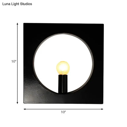 Modern black & white square wall lamp bedroom glass globe fixture