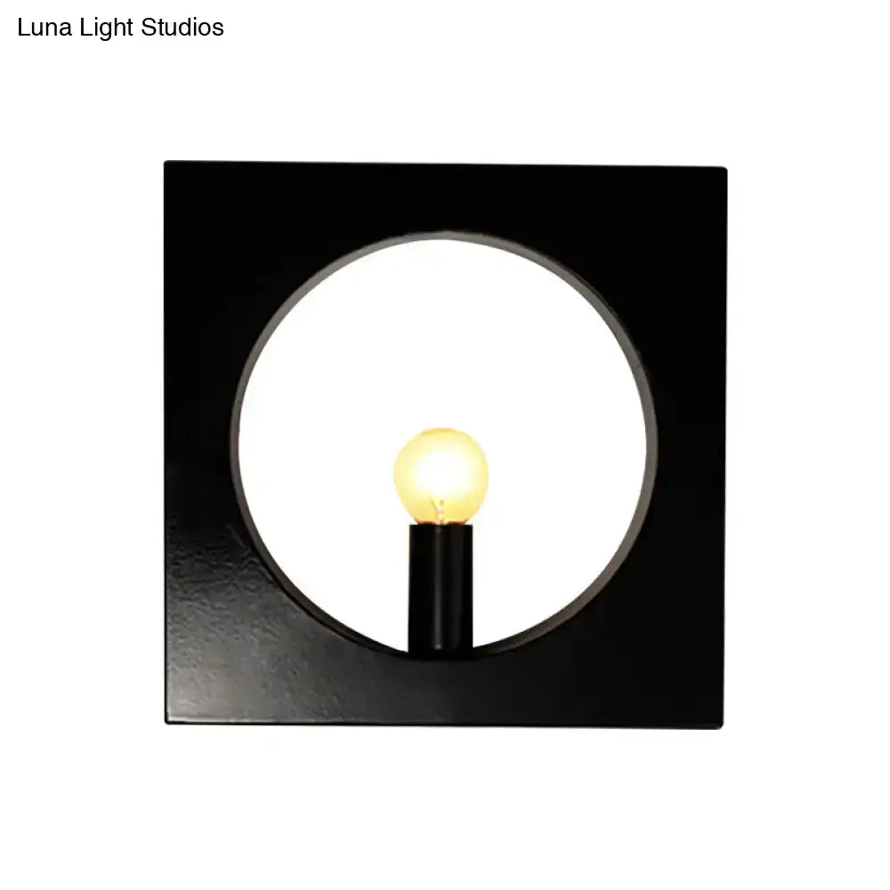 Modern black & white square wall lamp bedroom glass globe fixture