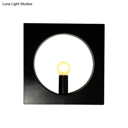 Modern black & white square wall lamp bedroom glass globe fixture