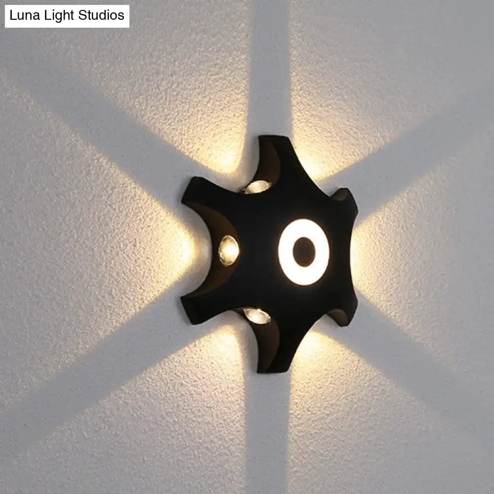Modern black & white star led wall light bedroom warm white light