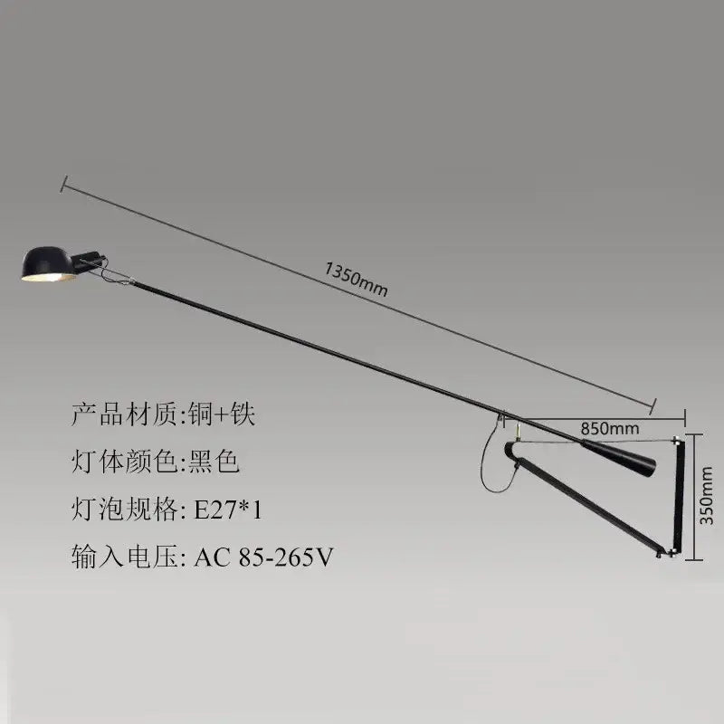 Modern black & white swing arm wall lamp for living room