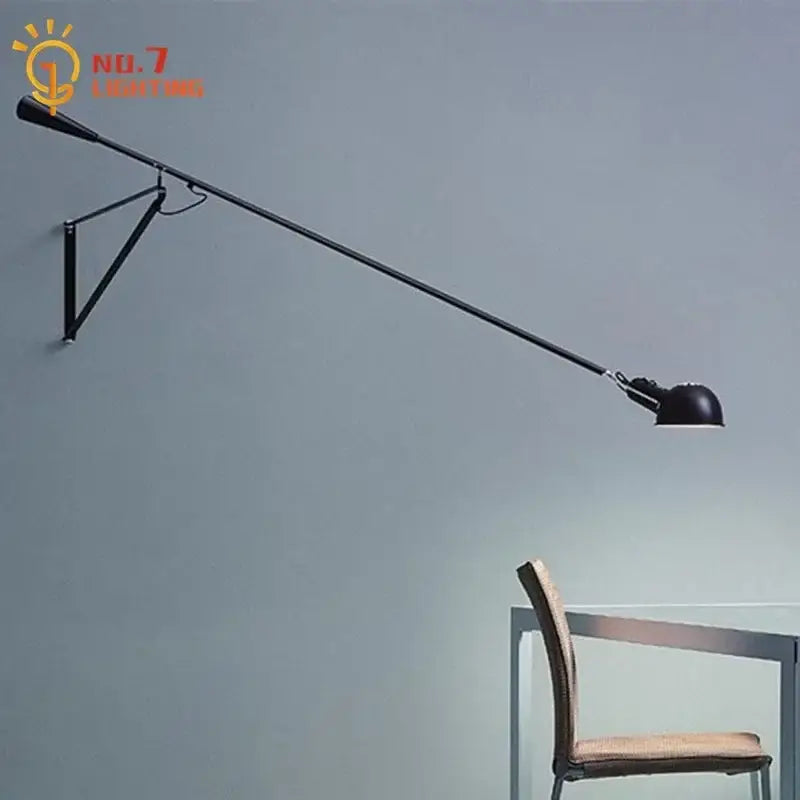 Modern black & white swing arm wall lamp for living room
