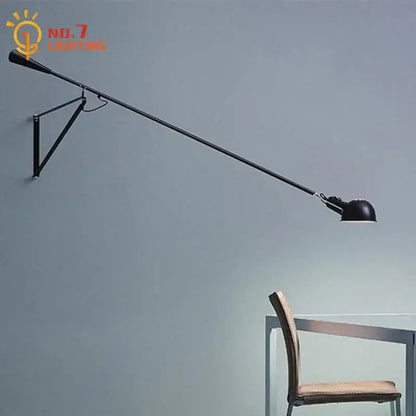 Modern black & white swing arm wall lamp for living room