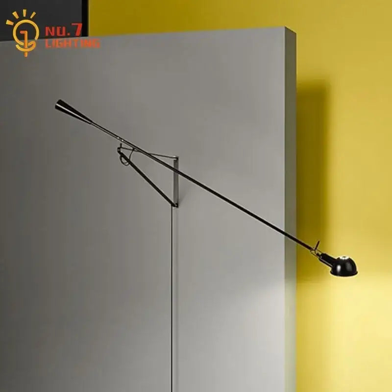 Modern black & white swing arm wall lamp for living room