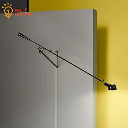 Modern black & white swing arm wall lamp for living room