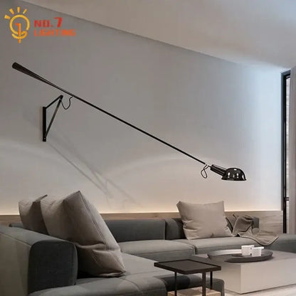 Modern black & white swing arm wall lamp for living room