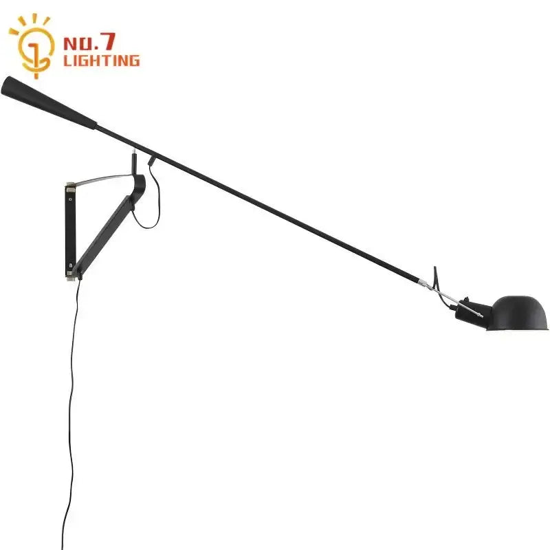 Modern black & white swing arm wall lamp for living room