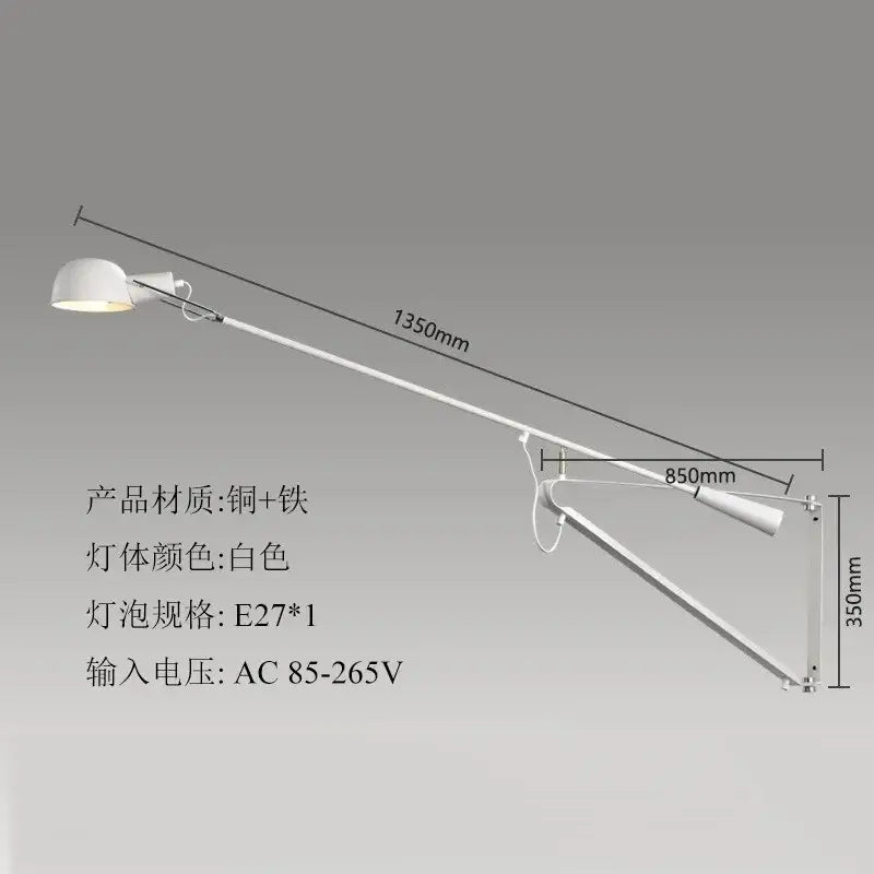 Modern black & white swing arm wall lamp for living room
