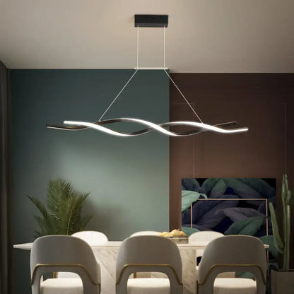 Modern black & white twisted led pendant light – kitchen island