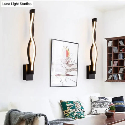 Modern black & white twisted wall light sconce – living room 110v-120v