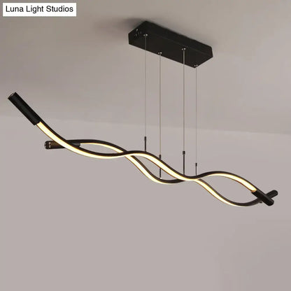 Modern black & white wave shaped pendant lamp dining room lighting