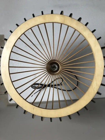 Modern black & white wood cage pendant light for living room