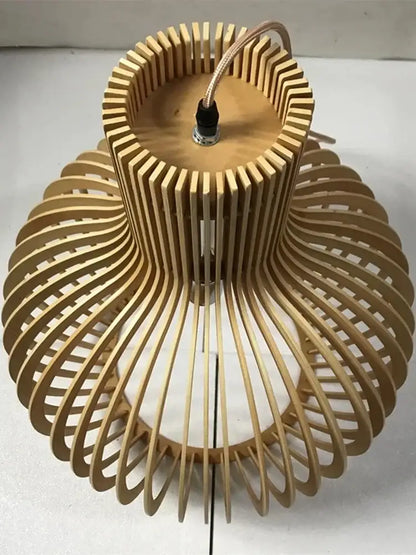 Modern black & white wood cage pendant light for living room
