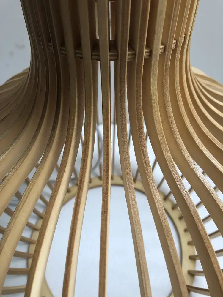Modern black & white wood cage pendant light for living room