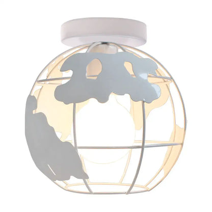 Modern black & white world map globe ceiling light shade living room